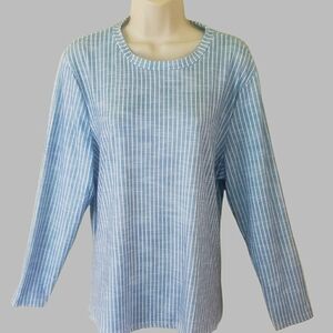 Women's Casual Blue and White Striped Top, NWT